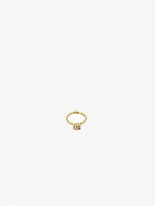 White Octahedron Diamond Ring