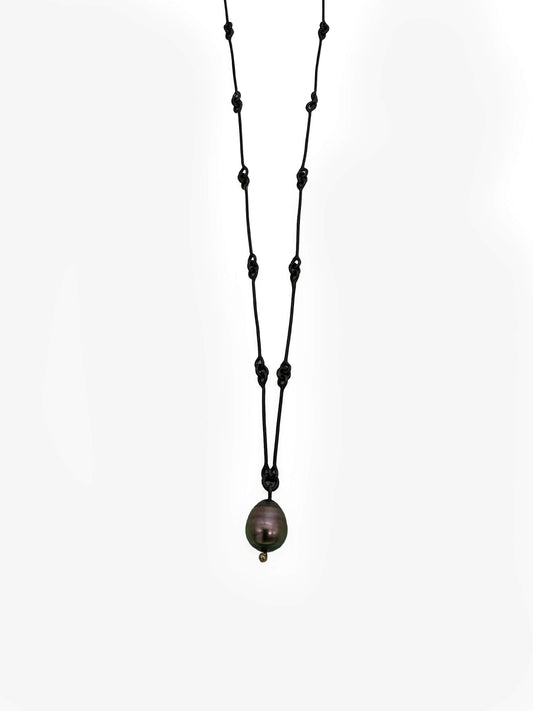 Black Tahitian Pearl Necklace (LWO132)