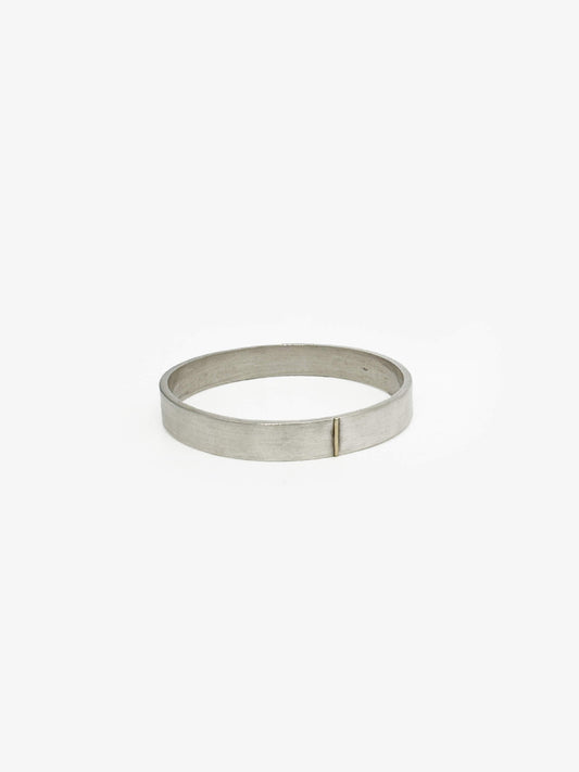 Flat Silver Gold Line Bangle (LWO134)