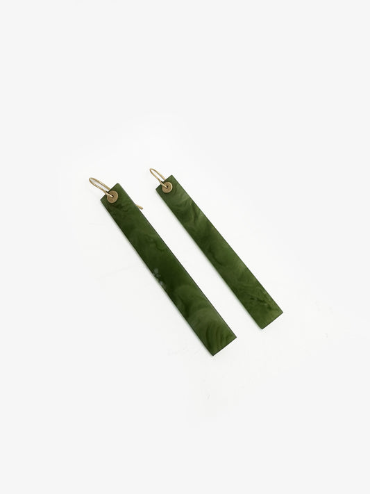 Long Rectangular Pounamu earrings (LWO139)