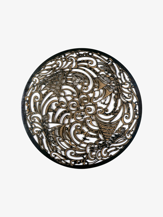 Drua, Te Aurere, Makalili, Hau Nui following the Manu Titi by Michel Tuffery