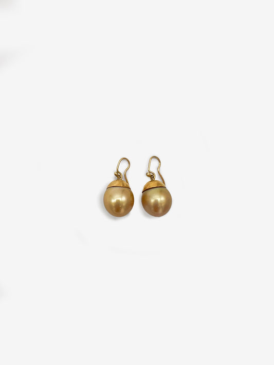 Gold Tahitian Pearl Earrings