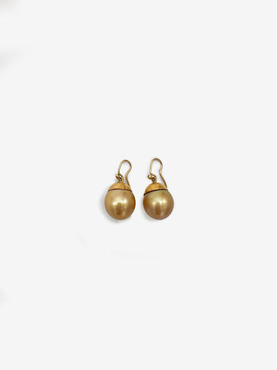 Gold Tahitian Pear Earrings