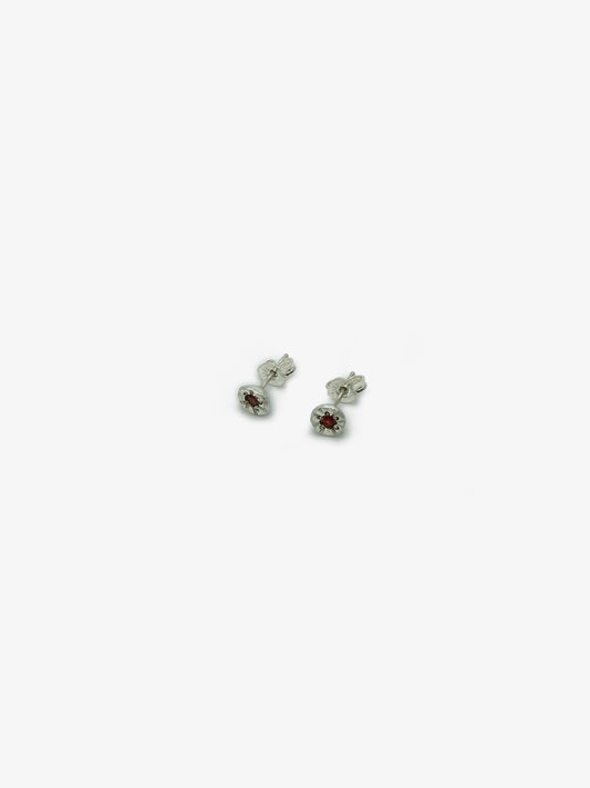 Ruby Tall Poppy Studs in Silver
