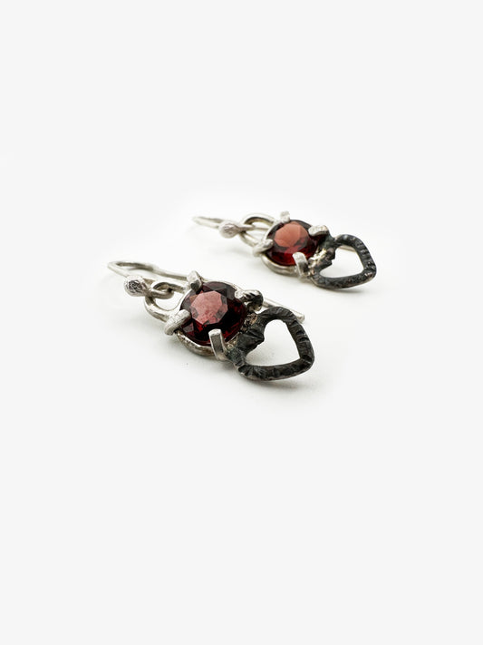 African Garnet Locket Earrings (PB553)