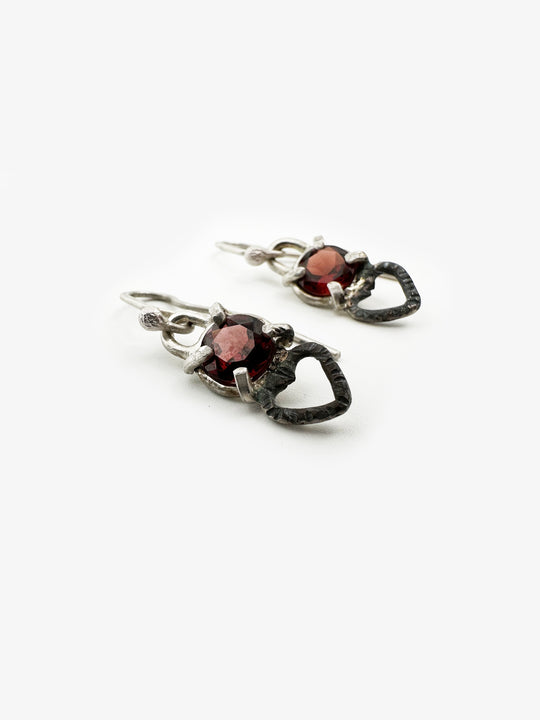 African Garnet Locket Earrings (PB553)