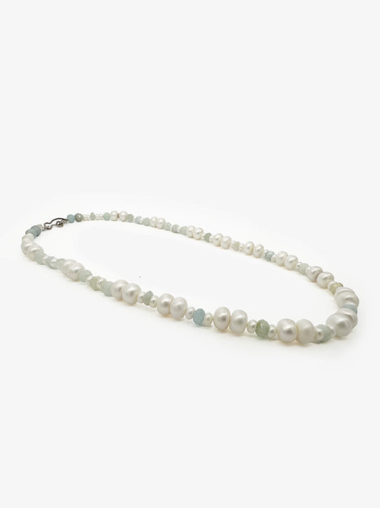 Aquamarine Pearl Necklace (PB563)