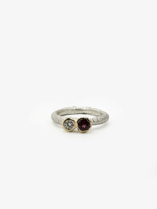 Rhodolite Moissanite Ring (ST75)