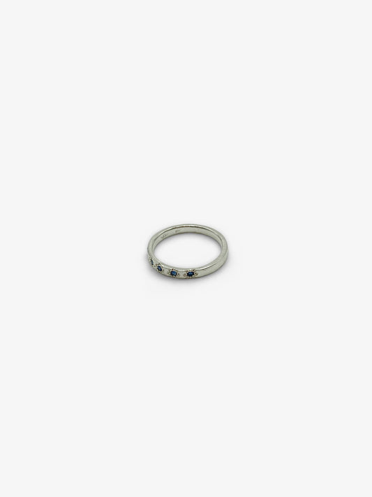 Narrow Square Band with Blue Sapphires